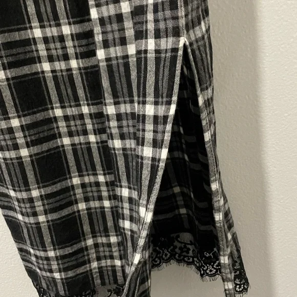 Zara White Black Plaid Trf Lace Trim V Neck Spaghettis - Picture 5 of 6